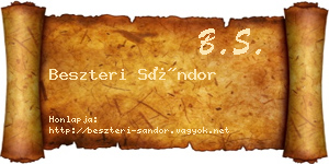 Beszteri Sándor névjegykártya